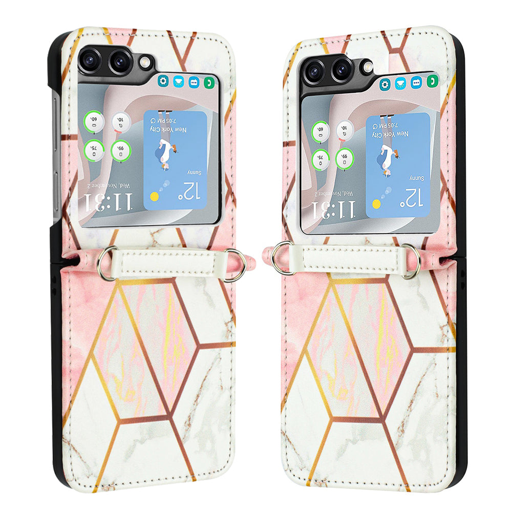 YB Pattern Printing Leather Series-5 for Samsung Galaxy Z Flip5 5G Phone Case Marble Pattern PU Leather Cover