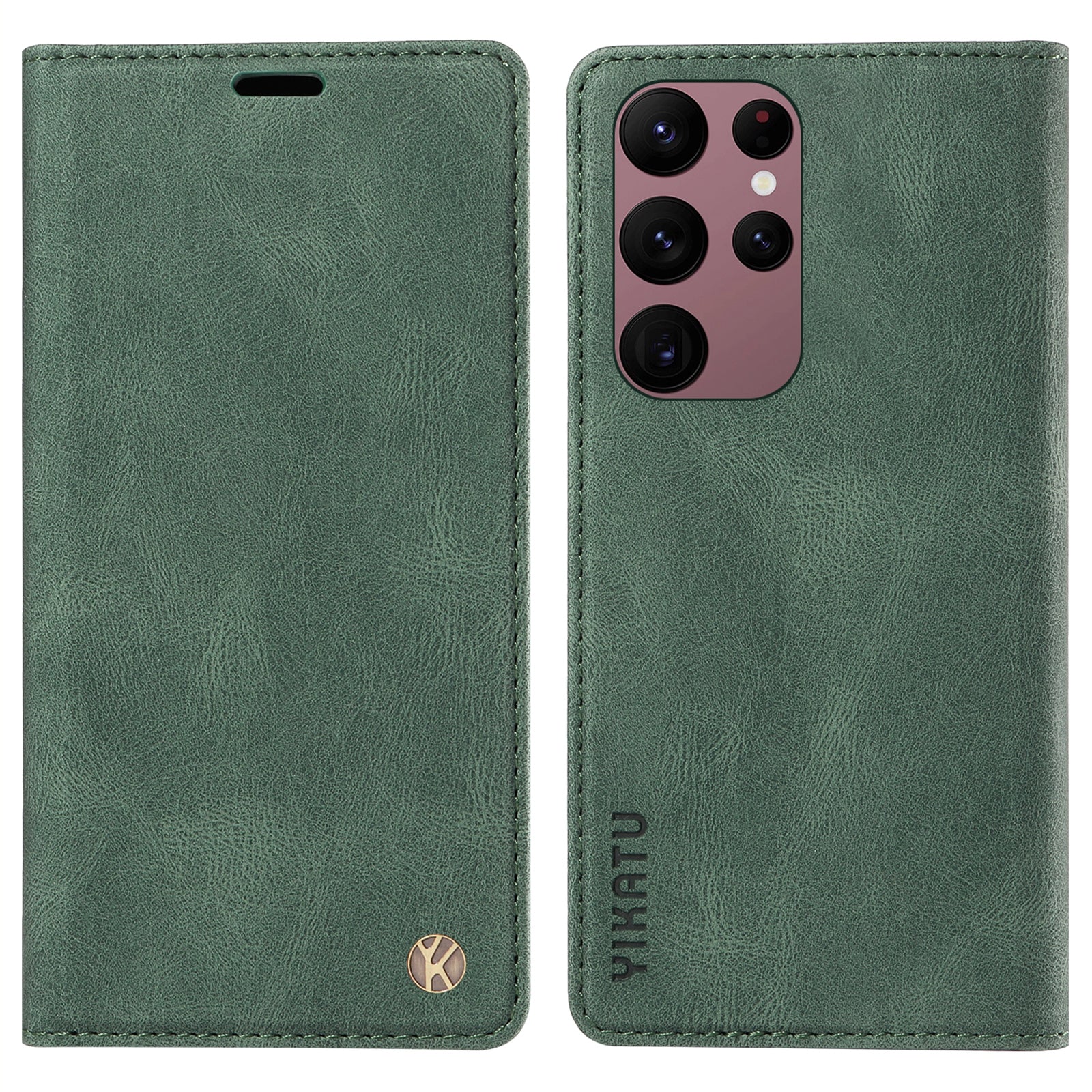 YIKATU YK-004 Skin-touch Leather Cover for Samsung Galaxy S22 Ultra 5G Stand Shell Wallet Phone Case