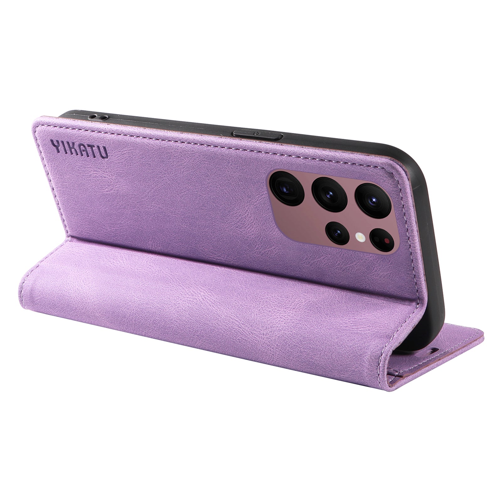 YIKATU YK-004 Skin-touch Leather Cover for Samsung Galaxy S22 Ultra 5G Stand Shell Wallet Phone Case