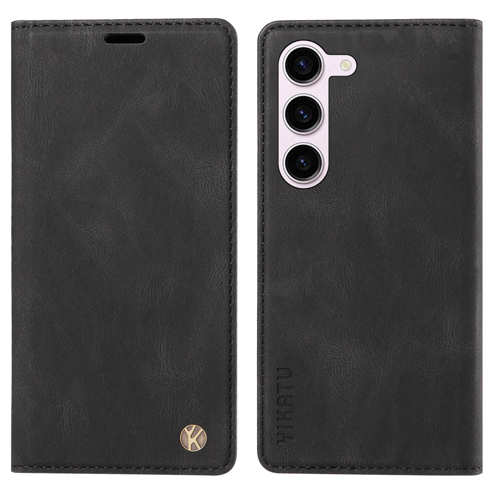 YIKATU YK-004 For Samsung Galaxy S23 Anti-scratch Leather Cover Stand Wallet Skin-touch Phone Case