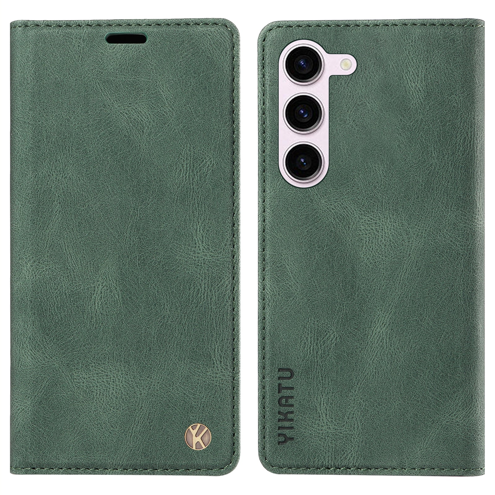 YIKATU YK-004 For Samsung Galaxy S23 Anti-scratch Leather Cover Stand Wallet Skin-touch Phone Case
