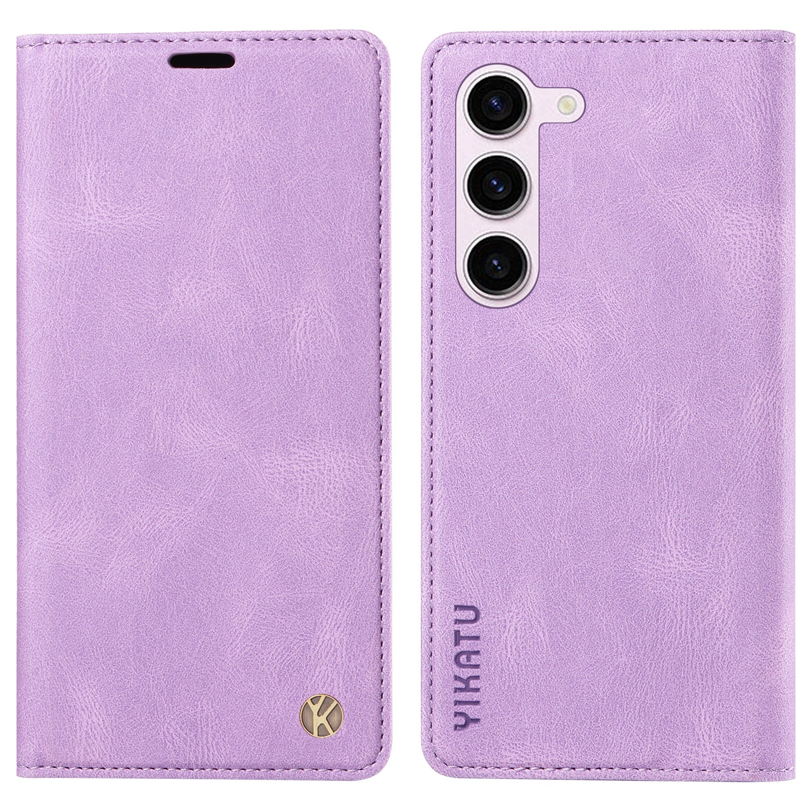 YIKATU YK-004 For Samsung Galaxy S23 Anti-scratch Leather Cover Stand Wallet Skin-touch Phone Case