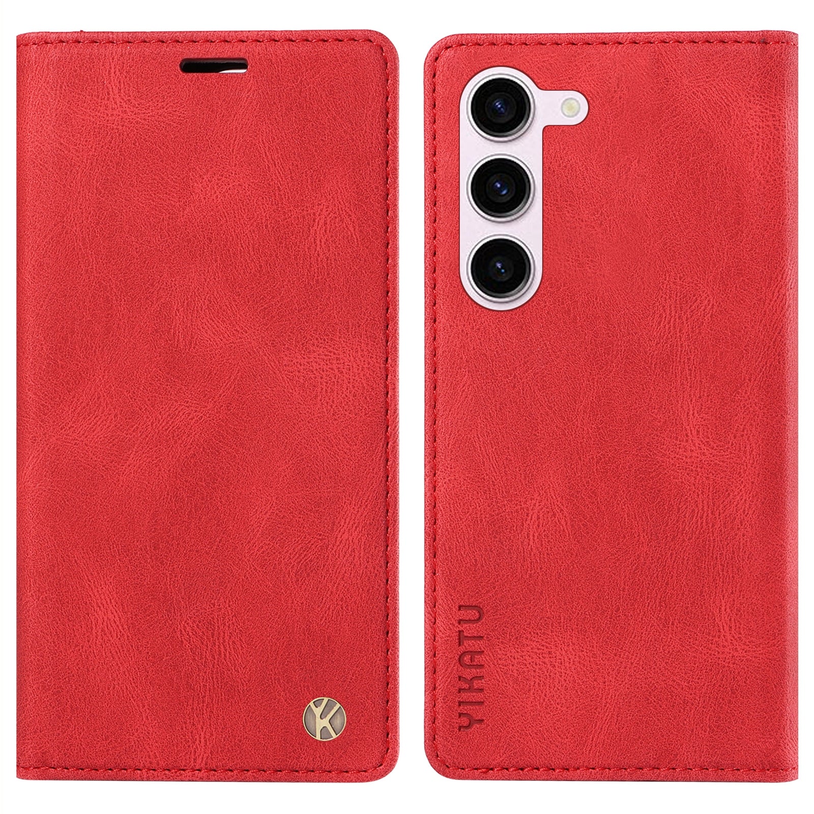 YIKATU YK-004 For Samsung Galaxy S23 Anti-scratch Leather Cover Stand Wallet Skin-touch Phone Case