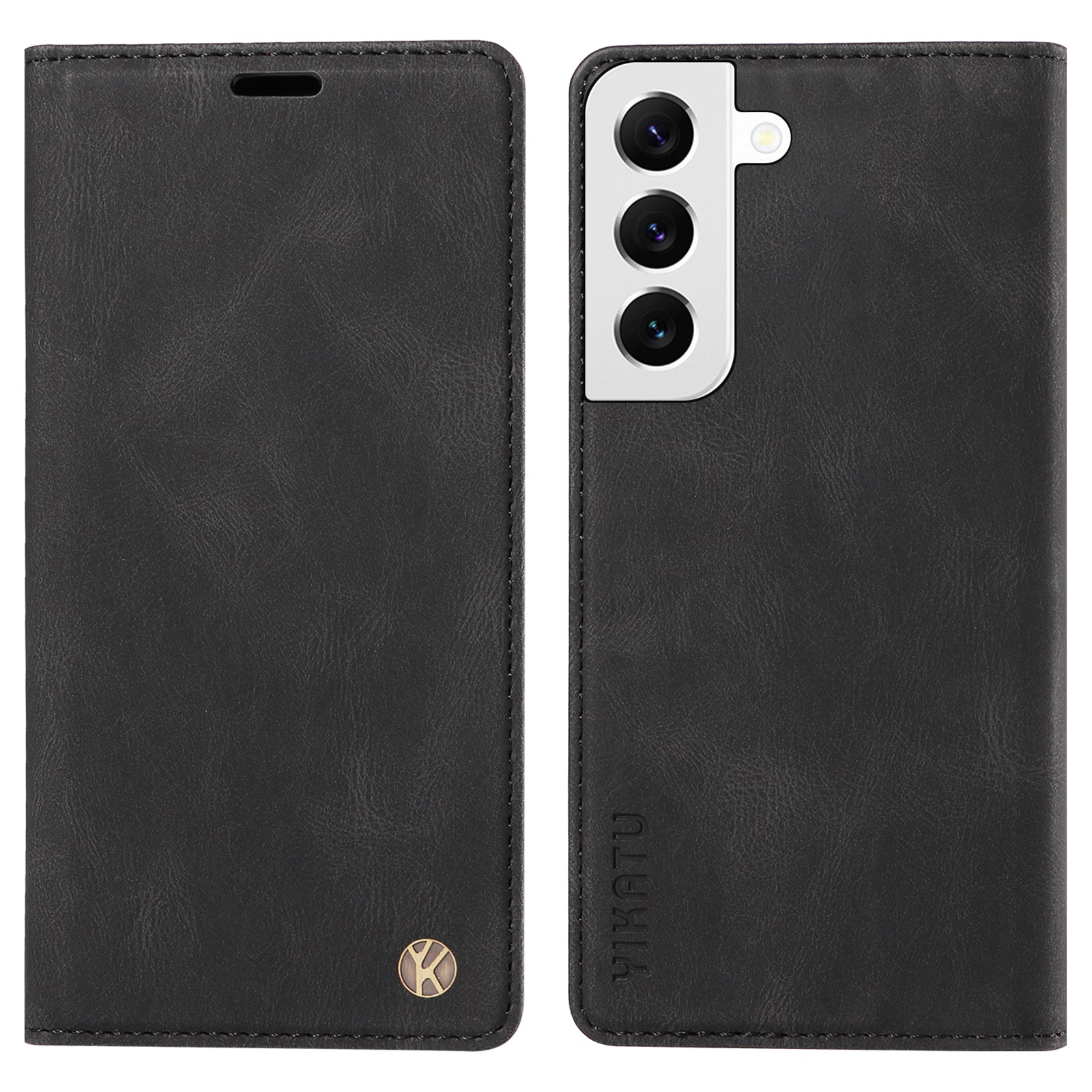 YIKATU YK-004 Skin-touch Leather Case For Samsung Galaxy S22 5G Magnetic Phone Shell Wallet Stand Cover