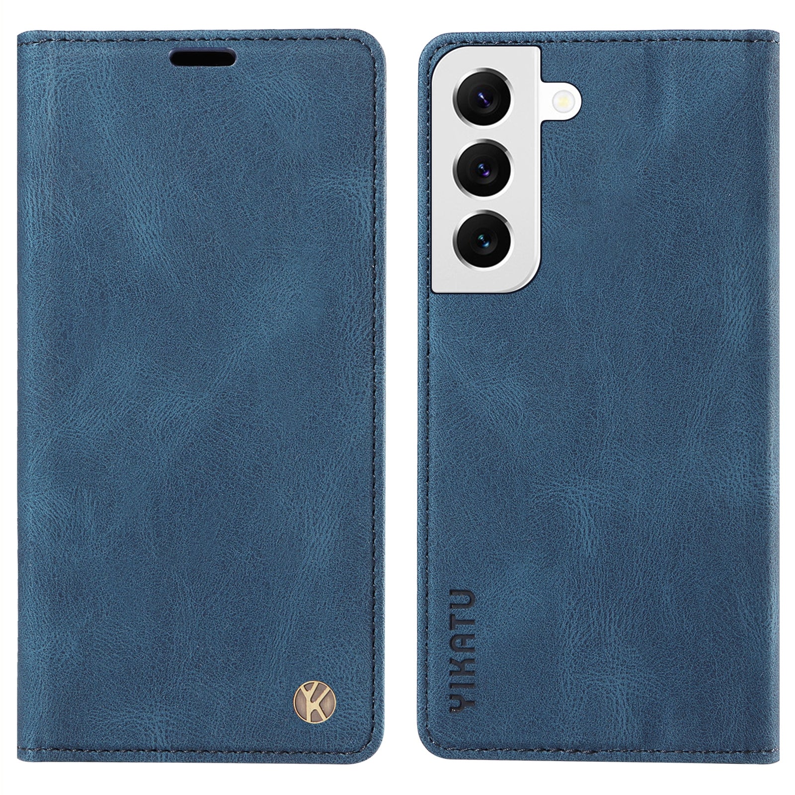 YIKATU YK-004 Skin-touch Leather Case For Samsung Galaxy S22 5G Magnetic Phone Shell Wallet Stand Cover