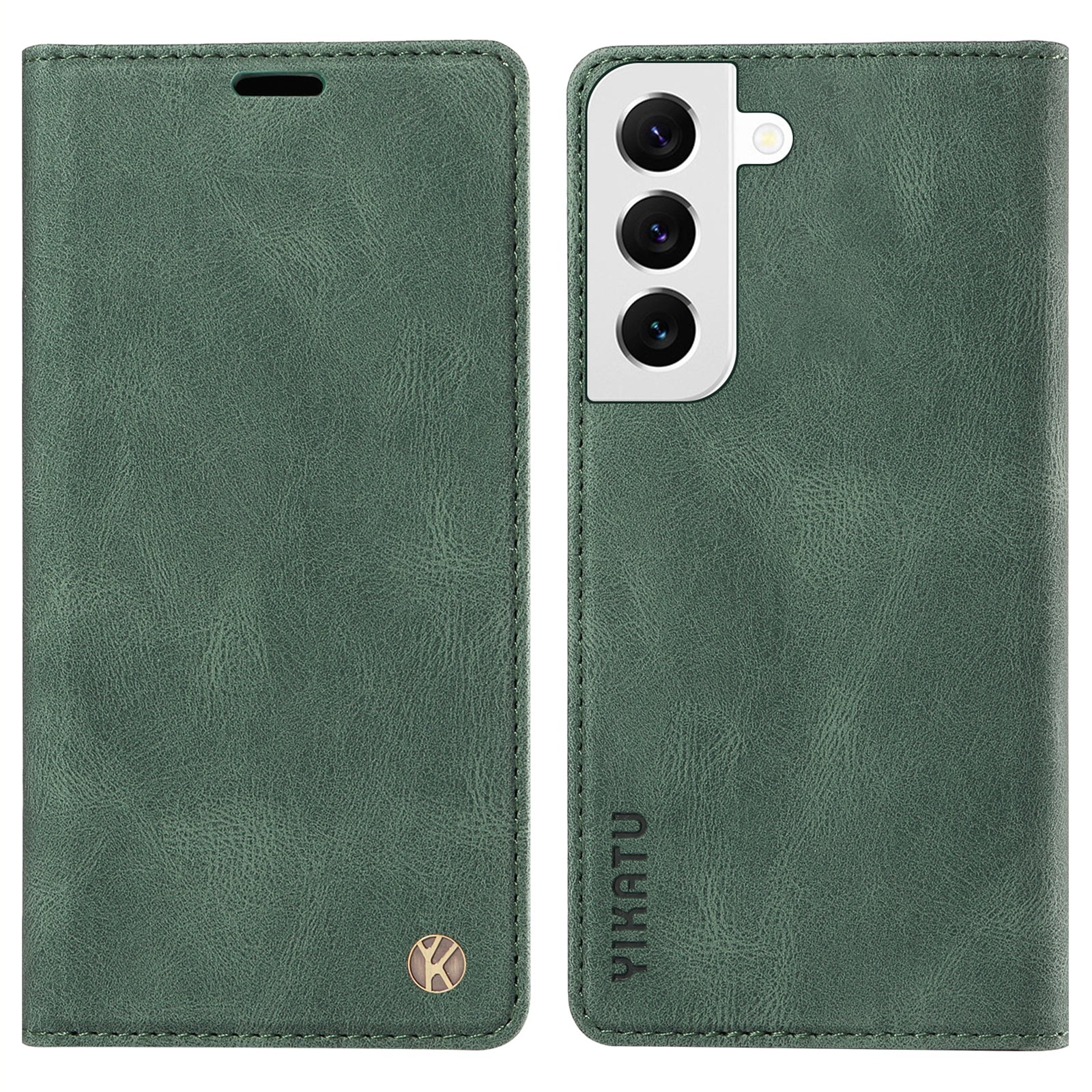 YIKATU YK-004 Skin-touch Leather Case For Samsung Galaxy S22 5G Magnetic Phone Shell Wallet Stand Cover