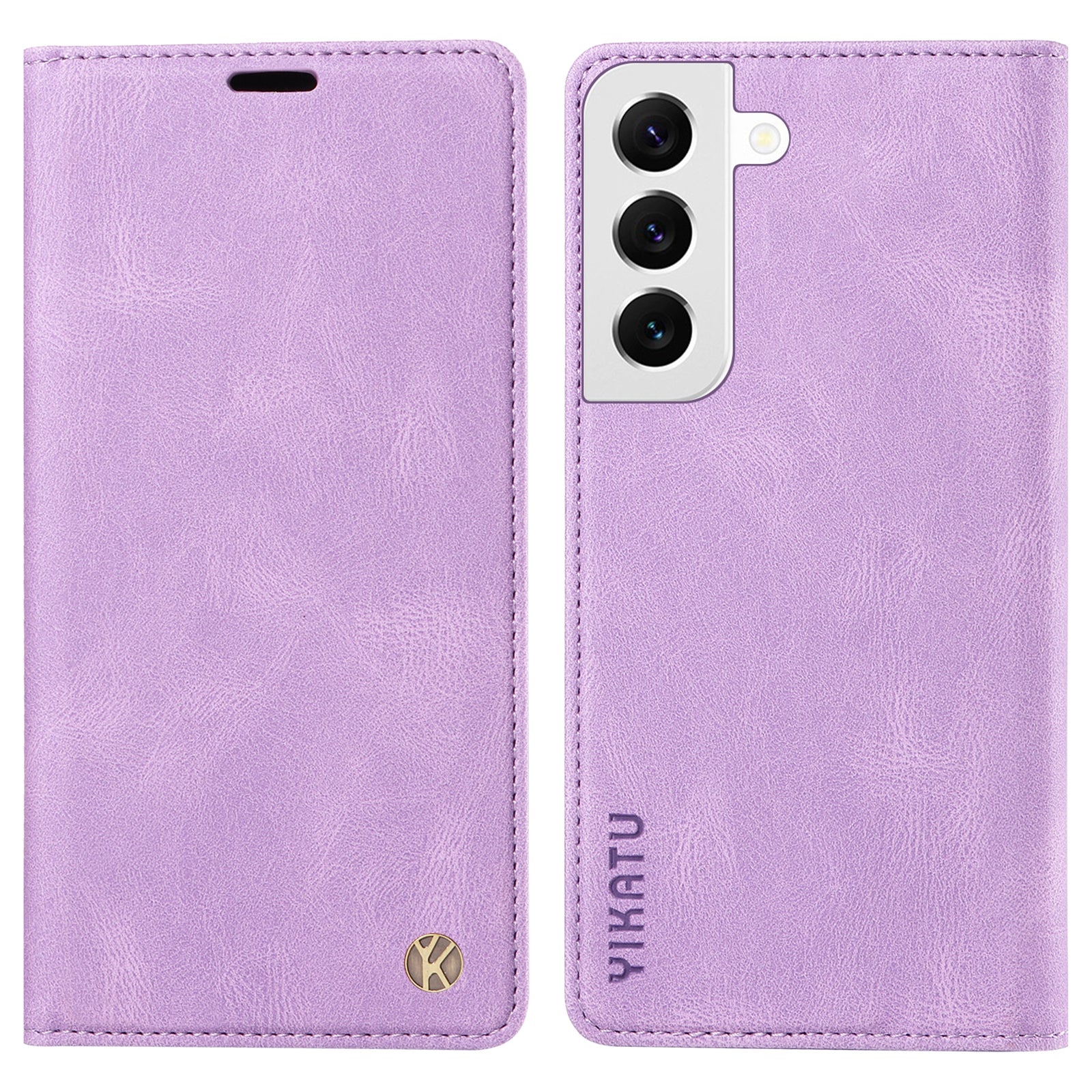 YIKATU YK-004 Skin-touch Leather Case For Samsung Galaxy S22 5G Magnetic Phone Shell Wallet Stand Cover