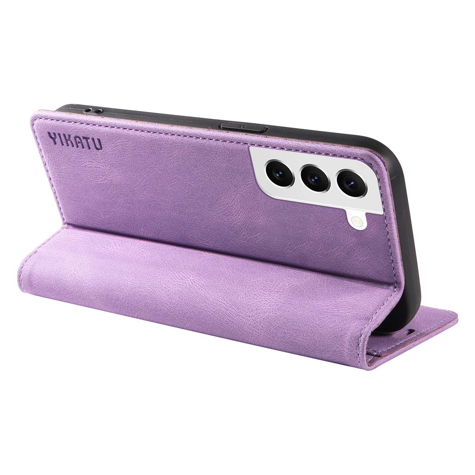 YIKATU YK-004 Skin-touch Leather Case For Samsung Galaxy S22 5G Magnetic Phone Shell Wallet Stand Cover