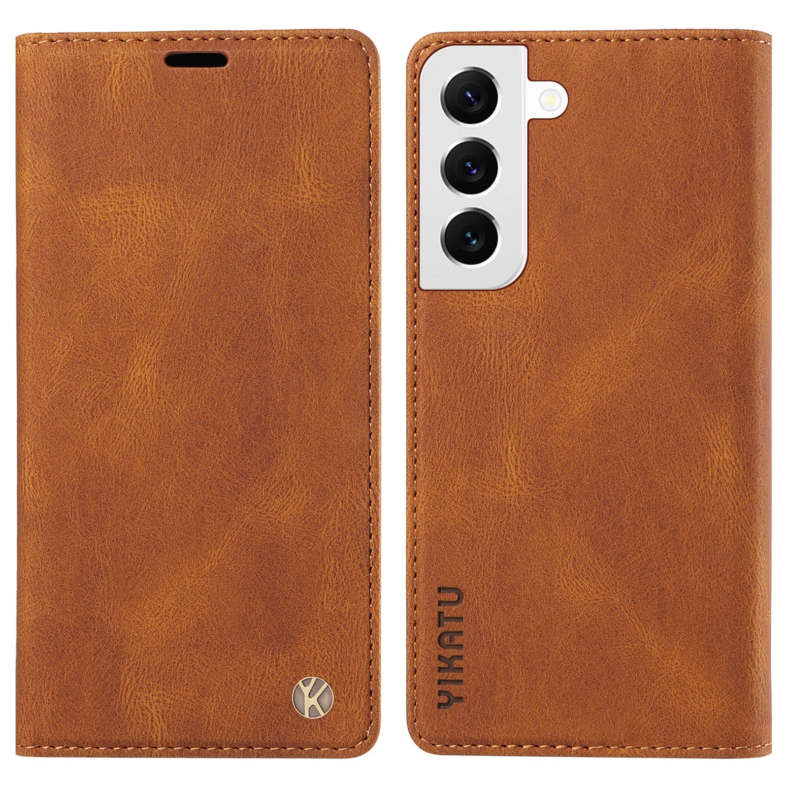 YIKATU YK-004 Skin-touch Leather Case For Samsung Galaxy S22 5G Magnetic Phone Shell Wallet Stand Cover
