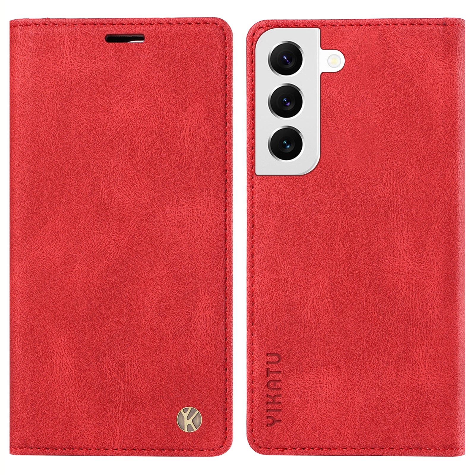 YIKATU YK-004 Skin-touch Leather Case For Samsung Galaxy S22 5G Magnetic Phone Shell Wallet Stand Cover