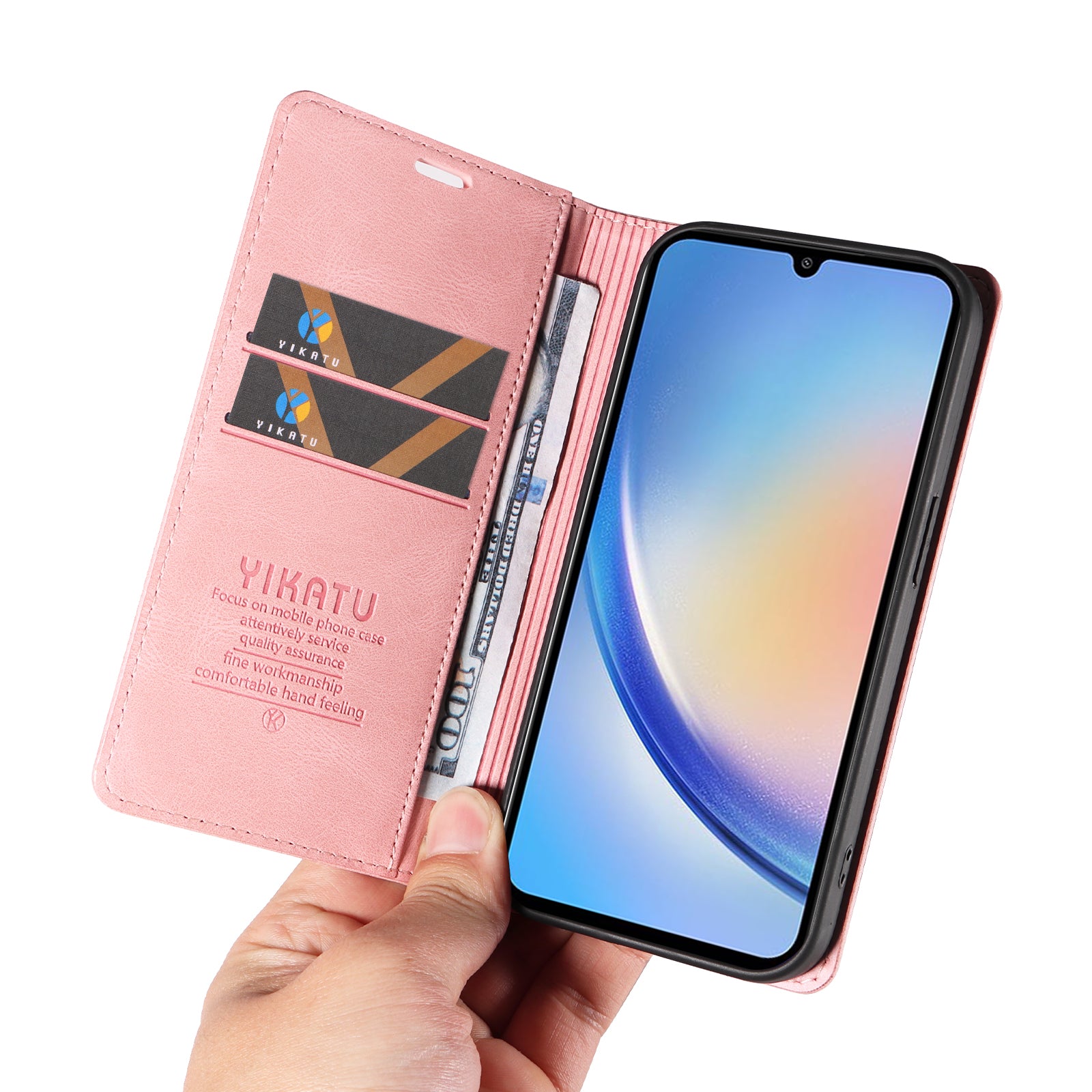 YIKATU YK-004 For Samsung Galaxy A34 5G Dustproof Phone Case Skin-Touch Feeling PU Leather Shell Wallet Stand Cover