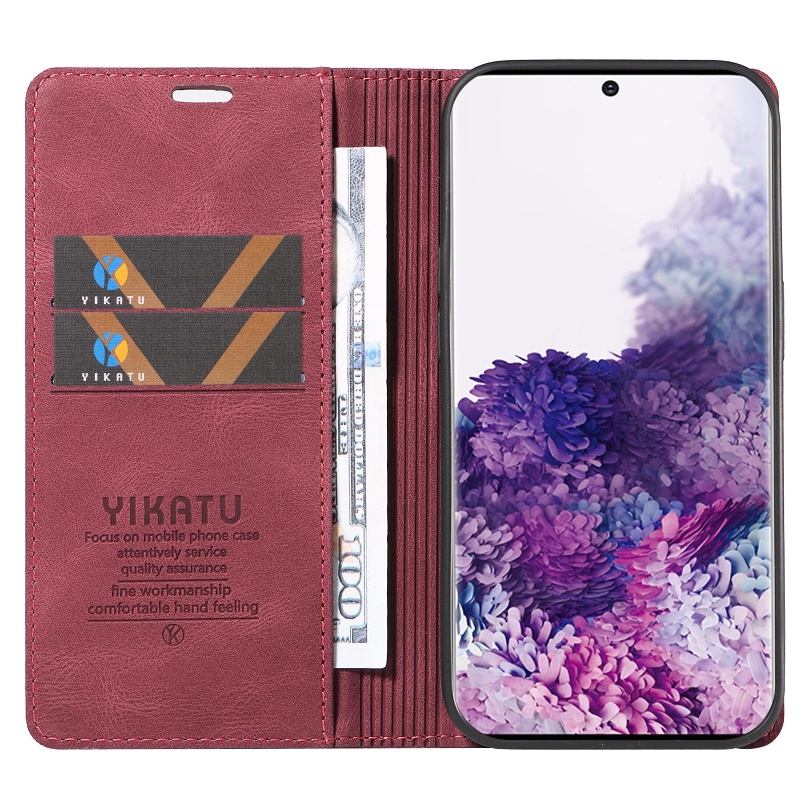 YIKATU YK-004 For Samsung Galaxy S20 FE S20 FE 5G S20 FE 2022 S20 Lite Leather Cover Skin-touch Flip Wallet Stand Phone Case