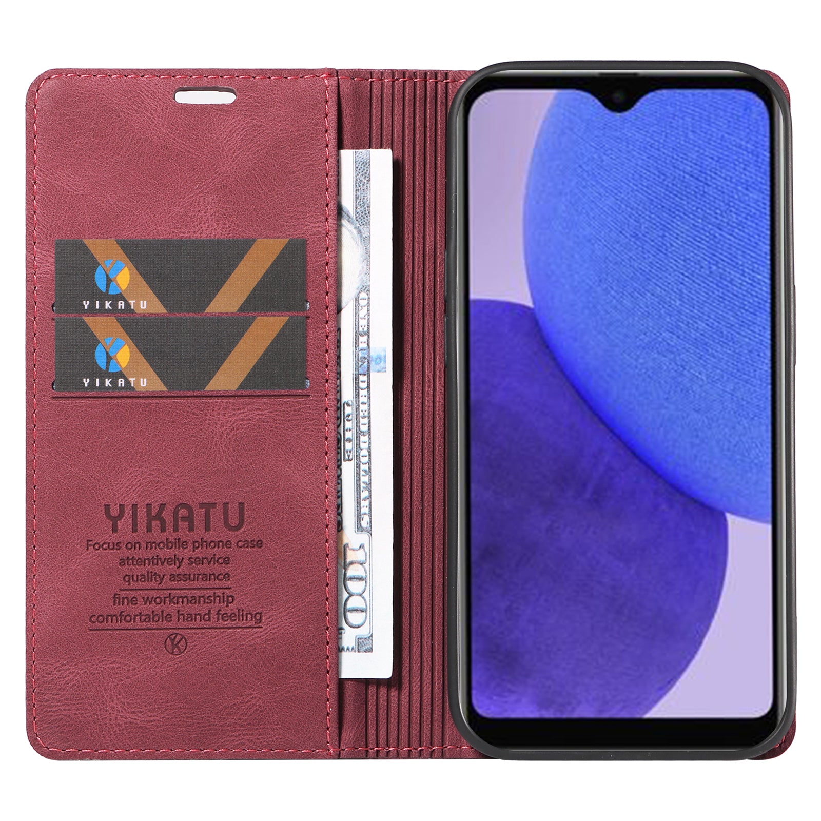 YIKATU YK-004 For Samsung Galaxy A23e A23s Magnetic Auto-absorb Leather Wallet Stand Cover Anti-drop Phone Case
