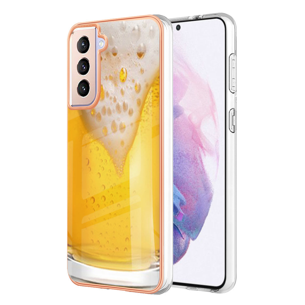 YB IMD Series-19 Style D 2.0mm TPU Case for Samsung Galaxy S21 FE 5G IMD Pattern Electroplating Anti-Drop Phone Cover