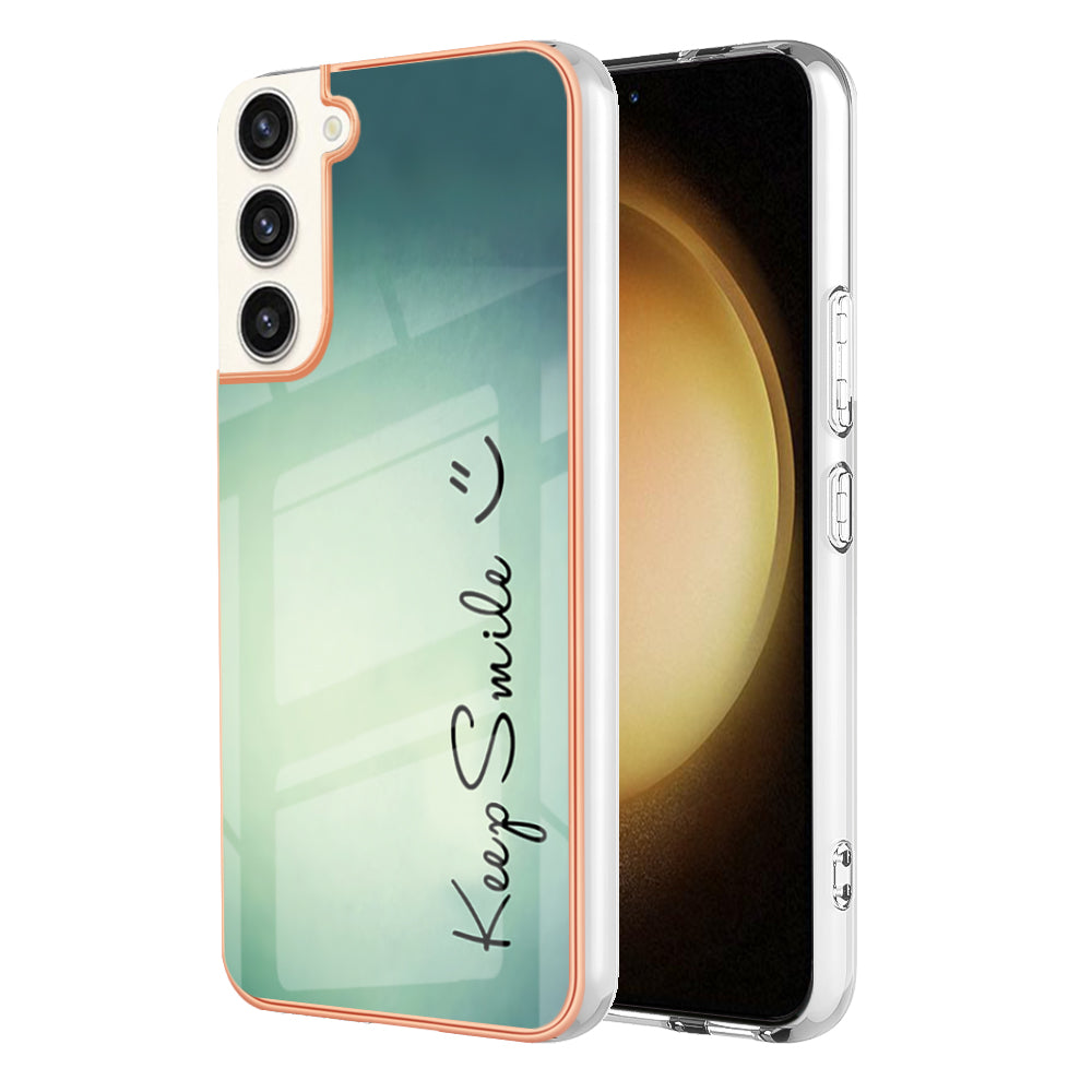 YB IMD Series-19 Style D for Samsung Galaxy S22 5G 2.0mm Electroplating TPU Phone Case IMD Pattern Printing Cover