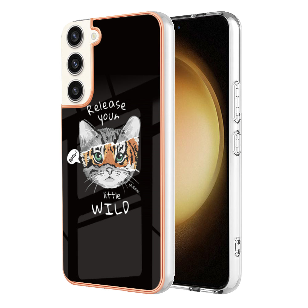 YB IMD Series-19 Style D for Samsung Galaxy S22 5G 2.0mm Electroplating TPU Phone Case IMD Pattern Printing Cover