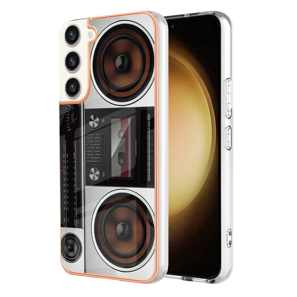 YB IMD Series-19 Style D for Samsung Galaxy S22 5G 2.0mm Electroplating TPU Phone Case IMD Pattern Printing Cover
