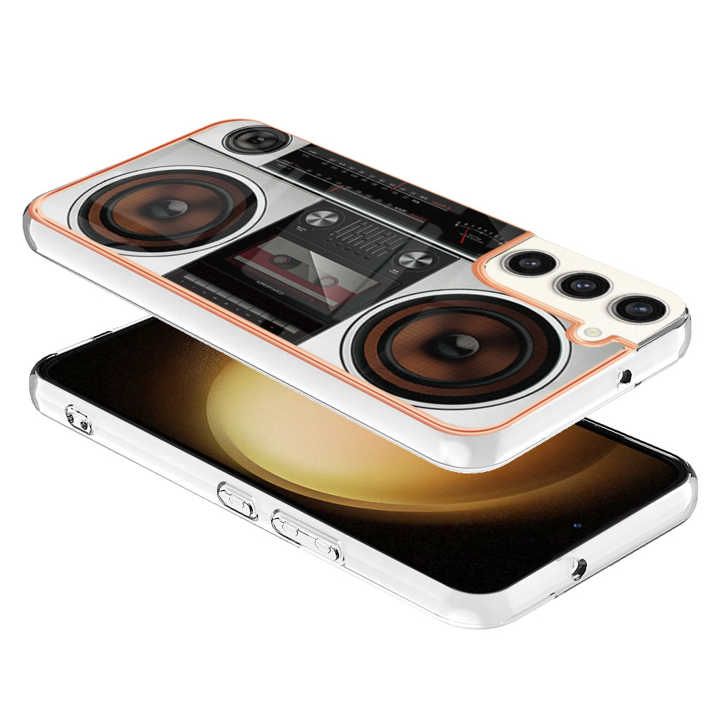 YB IMD Series-19 Style D for Samsung Galaxy S22 5G 2.0mm Electroplating TPU Phone Case IMD Pattern Printing Cover
