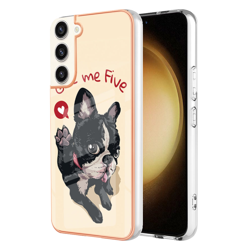 YB IMD Series-19 Style D for Samsung Galaxy S22 5G 2.0mm Electroplating TPU Phone Case IMD Pattern Printing Cover