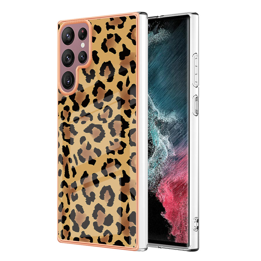 YB IMD Series-19 Style D for Samsung Galaxy S22 Ultra 5G 2.0mm Electroplating IMD Pattern Printing Cover TPU Phone Case