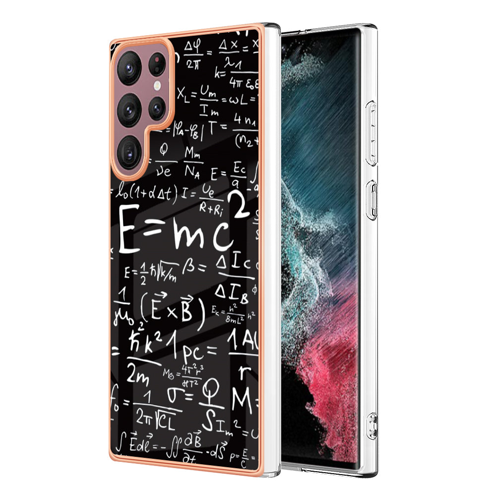 YB IMD Series-19 Style D for Samsung Galaxy S22 Ultra 5G 2.0mm Electroplating IMD Pattern Printing Cover TPU Phone Case