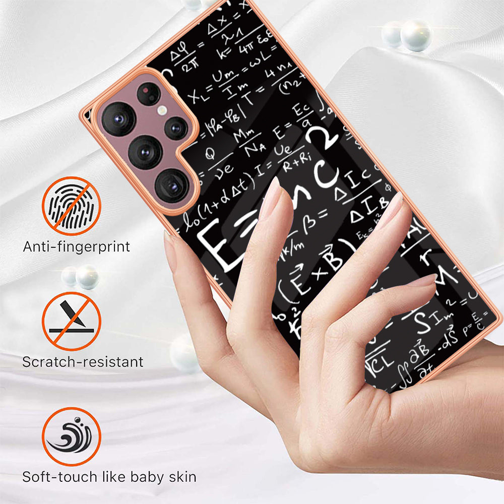 YB IMD Series-19 Style D for Samsung Galaxy S22 Ultra 5G 2.0mm Electroplating IMD Pattern Printing Cover TPU Phone Case