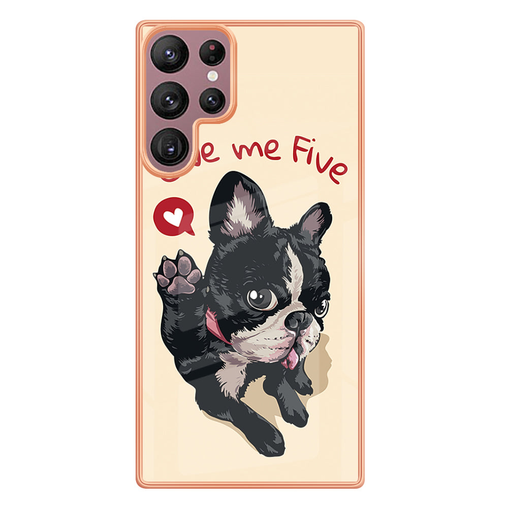 YB IMD Series-19 Style D for Samsung Galaxy S22 Ultra 5G 2.0mm Electroplating IMD Pattern Printing Cover TPU Phone Case