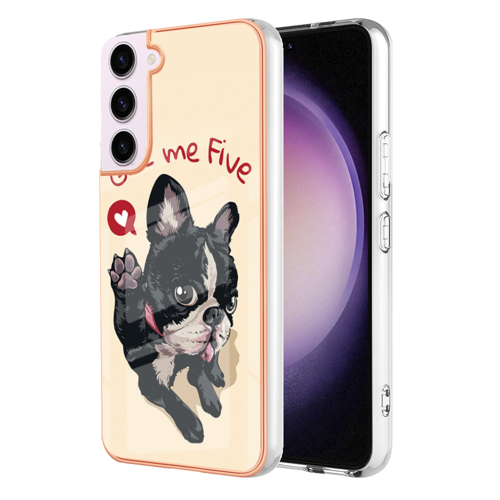 YB IMD Series-19 Style D Back Shell for Samsung Galaxy S23 2.0mm Electroplating IMD Pattern Printing Cover TPU Phone Case