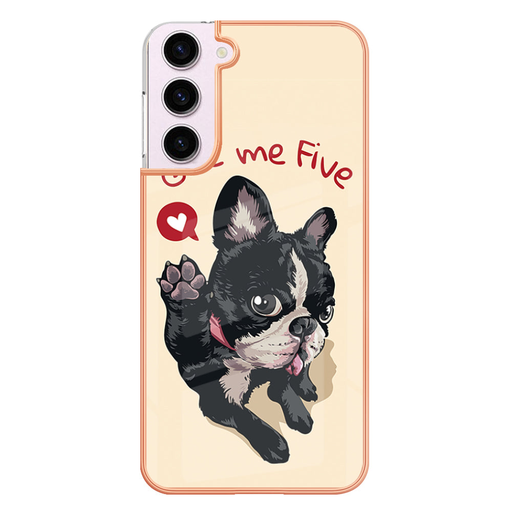YB IMD Series-19 Style D Back Shell for Samsung Galaxy S23 2.0mm Electroplating IMD Pattern Printing Cover TPU Phone Case