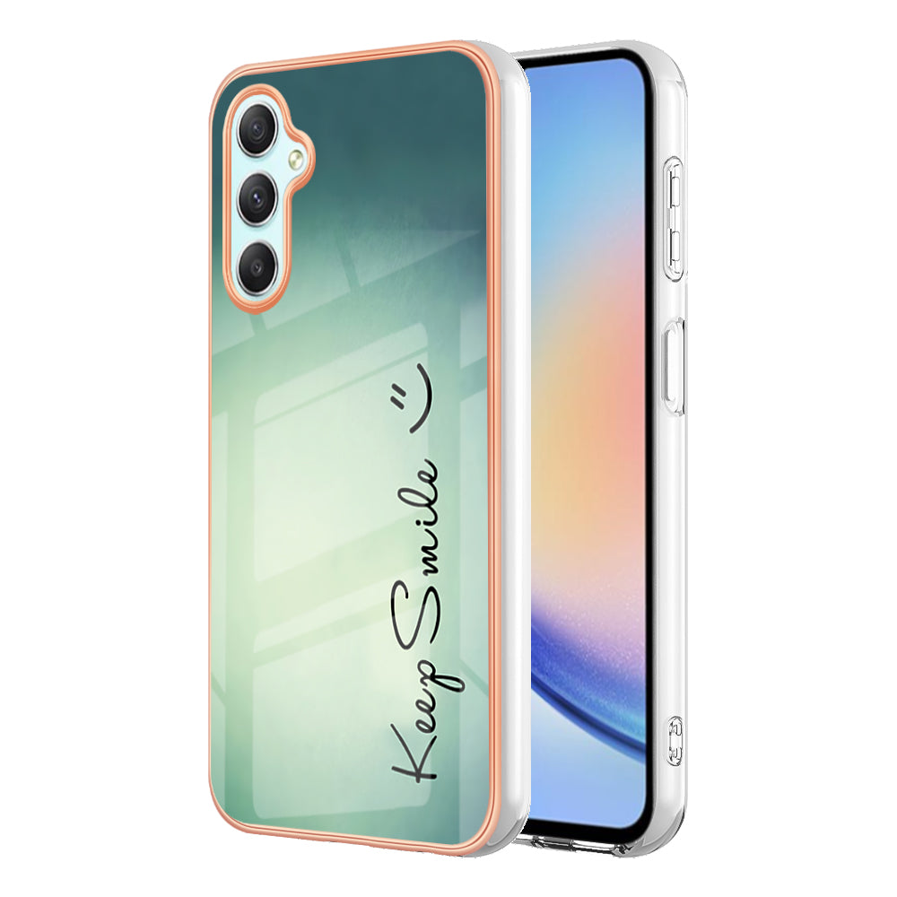 YB IMD Series-19 Style D Phone Case for Samsung Galaxy A24 4G Electroplating 2.0mm TPU Pattern IMD Cover