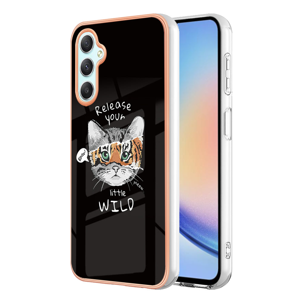 YB IMD Series-19 Style D Phone Case for Samsung Galaxy A24 4G Electroplating 2.0mm TPU Pattern IMD Cover