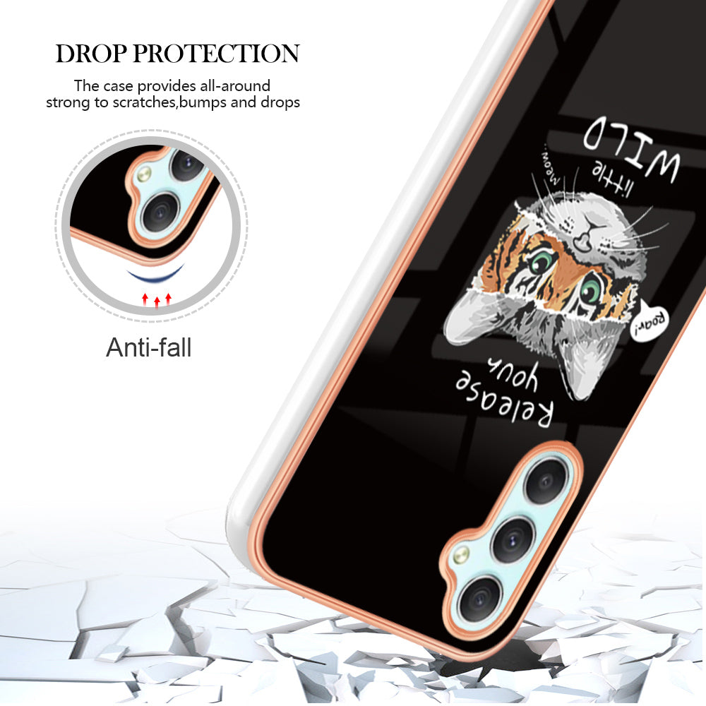YB IMD Series-19 Style D Phone Case for Samsung Galaxy A24 4G Electroplating 2.0mm TPU Pattern IMD Cover