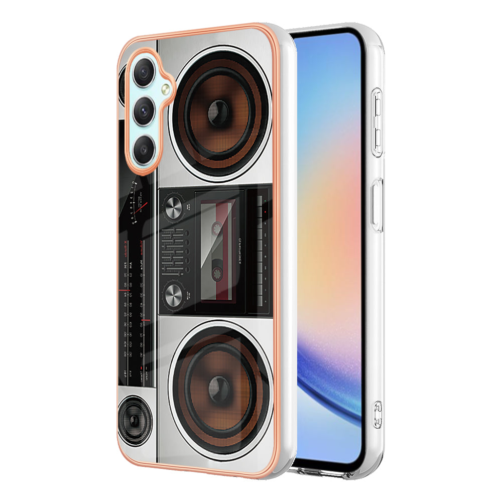 YB IMD Series-19 Style D Phone Case for Samsung Galaxy A24 4G Electroplating 2.0mm TPU Pattern IMD Cover