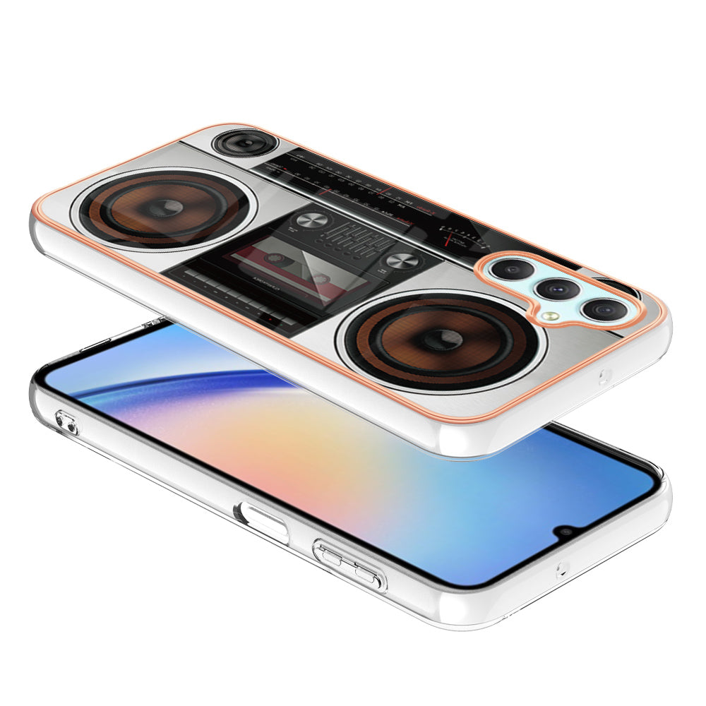 YB IMD Series-19 Style D Phone Case for Samsung Galaxy A24 4G Electroplating 2.0mm TPU Pattern IMD Cover