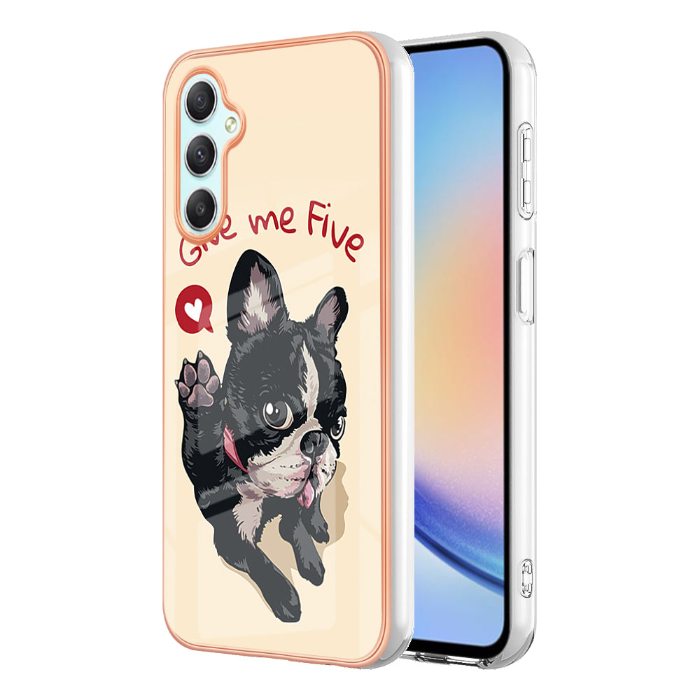 YB IMD Series-19 Style D Phone Case for Samsung Galaxy A24 4G Electroplating 2.0mm TPU Pattern IMD Cover