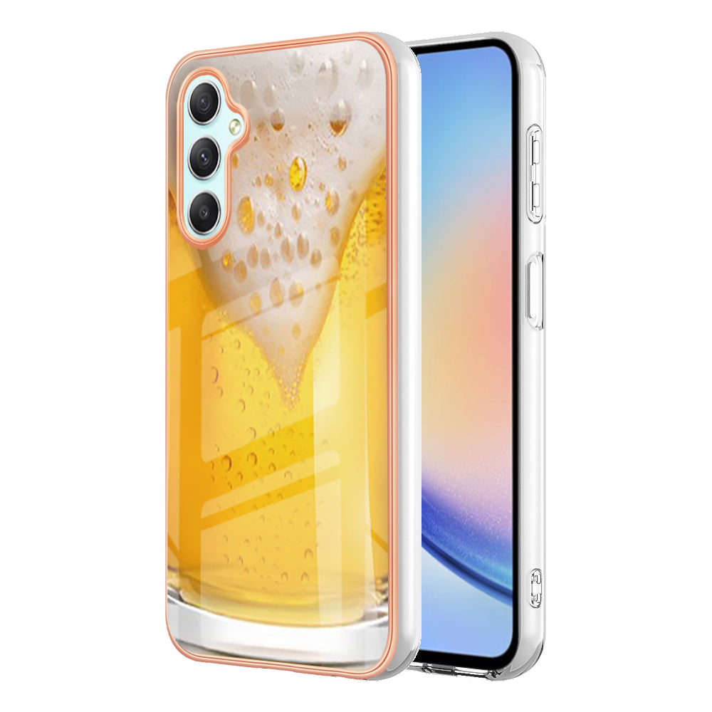 YB IMD Series-19 Style D Phone Case for Samsung Galaxy A24 4G Electroplating 2.0mm TPU Pattern IMD Cover
