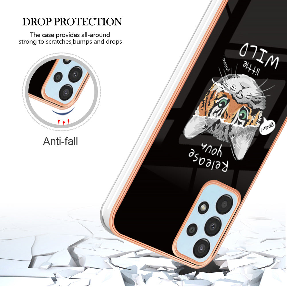 YB IMD Series-19 Style D TPU Case for Samsung Galaxy A32 5G M32 5G Electroplating Pattern IMD 2.0mm Protective Phone Cover
