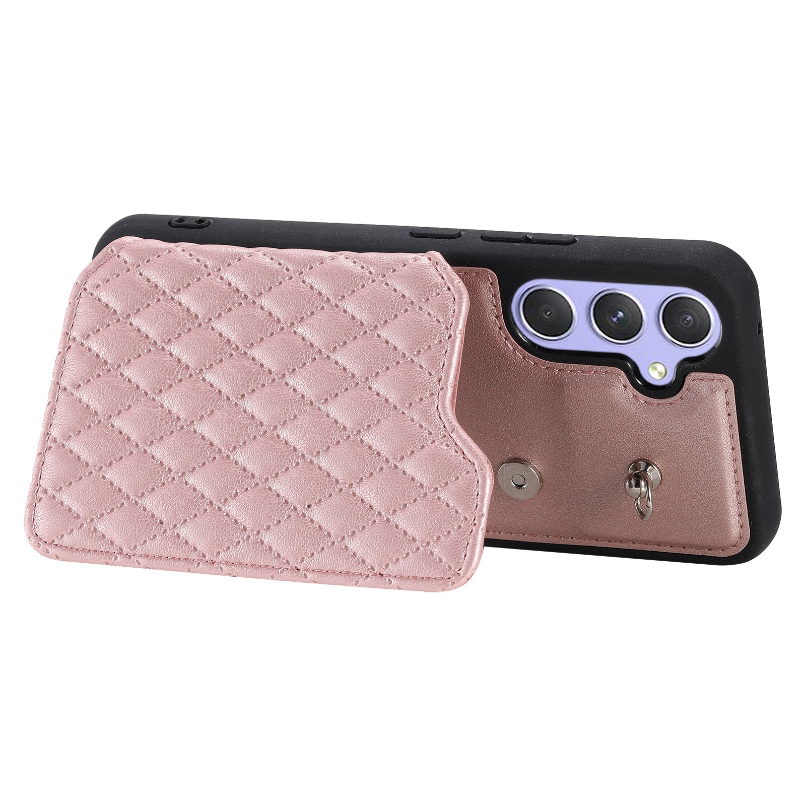 Style 008 Rhombus Imprinted Phone Case for Samsung Galaxy A54 5G RFID Blocking PU TPU Phone Cover with Straps