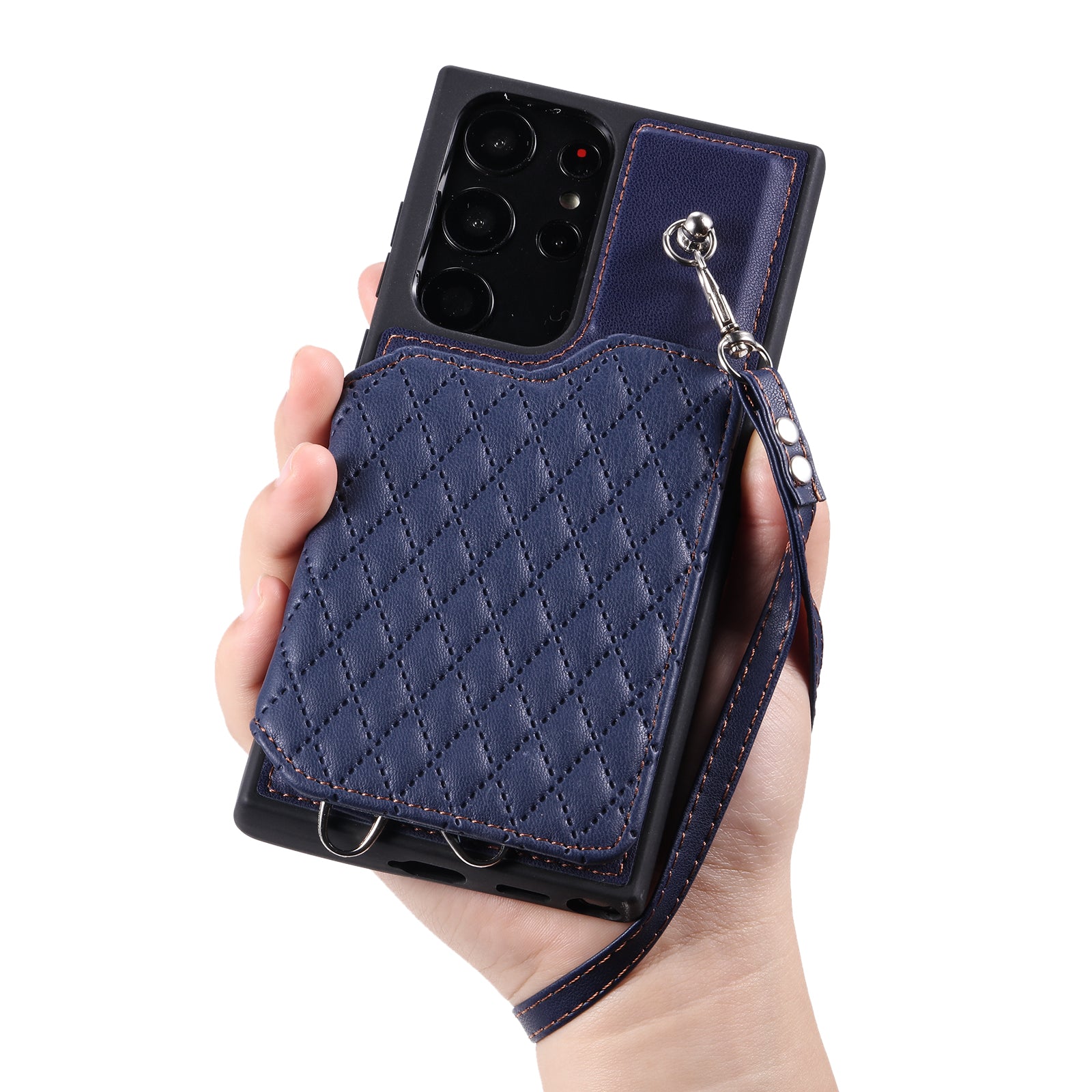 Style 008 For Samsung Galaxy S22 Ultra 5G RFID Blocking Card Holder Phone Case Leather TPU Kickstand Back Cover