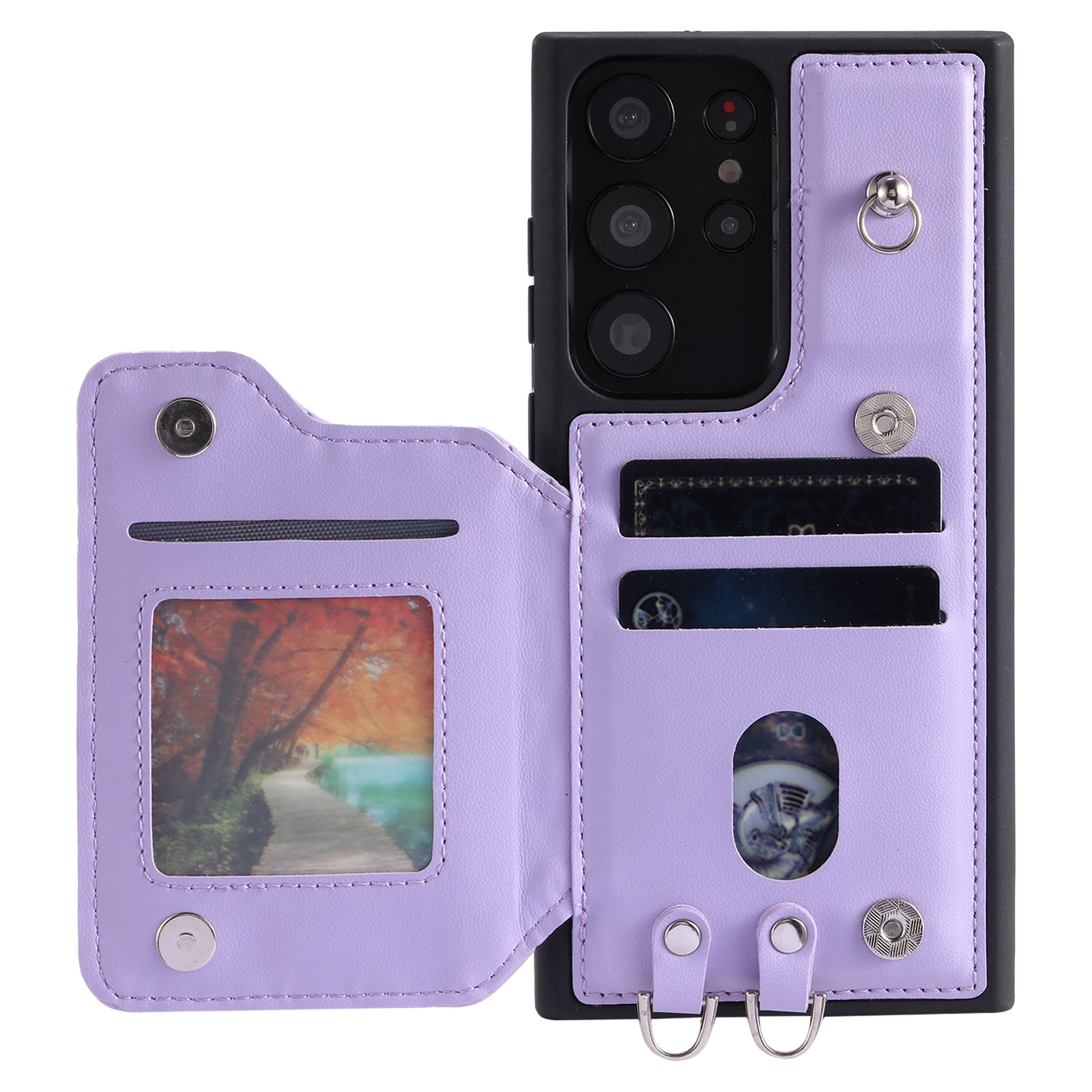 Style 008 For Samsung Galaxy S22 Ultra 5G RFID Blocking Card Holder Phone Case Leather TPU Kickstand Back Cover