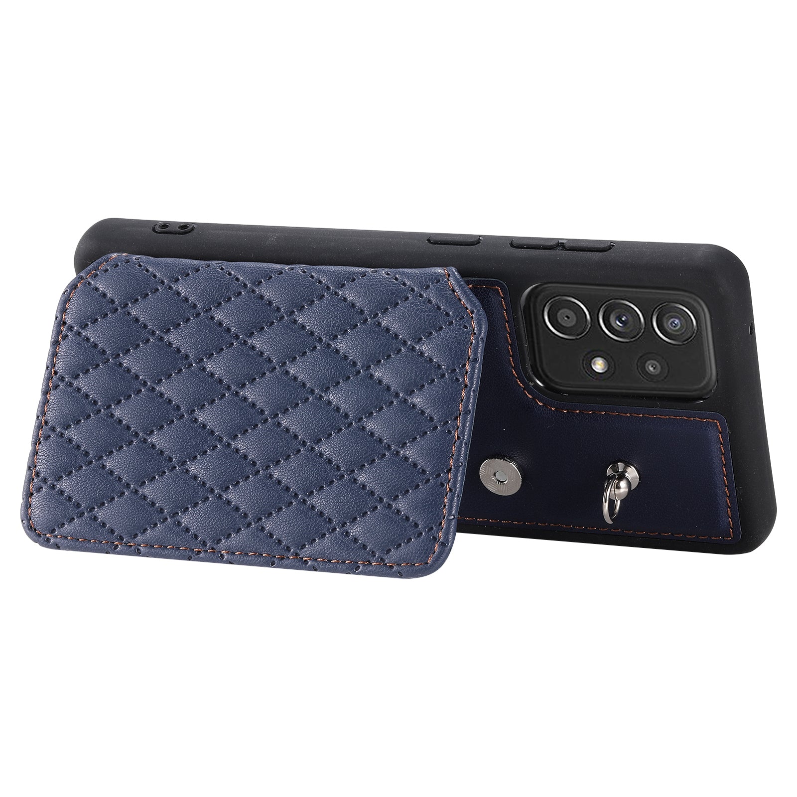 Style 008 For Samsung Galaxy A53 5G PU Leather TPU Shell Kickstand Phone Case RFID Blocking Cover with Wrist Strap