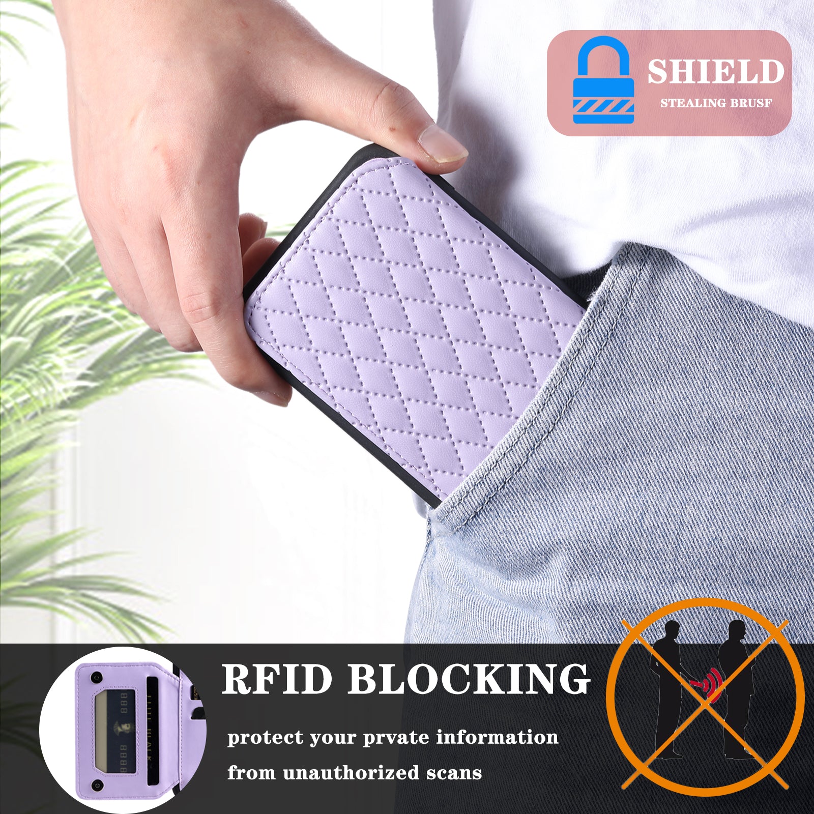Style 008 For Samsung Galaxy A52 4G 5G A52s 5G RFID Blocking Kickstand Case PU Leather Coated TPU Phone Shell with Wrist Strap