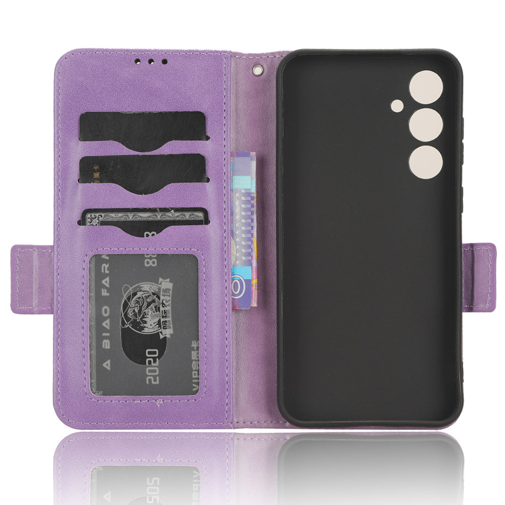 For Samsung Galaxy S23 FE Imprinted Triangle Cell Phone Cover PU Leather Stand Wallet Case