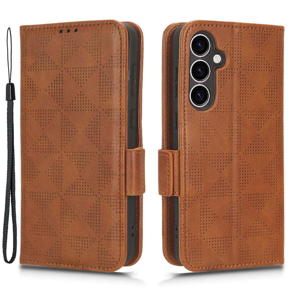 For Samsung Galaxy S23 FE Imprinted Triangle Cell Phone Cover PU Leather Stand Wallet Case
