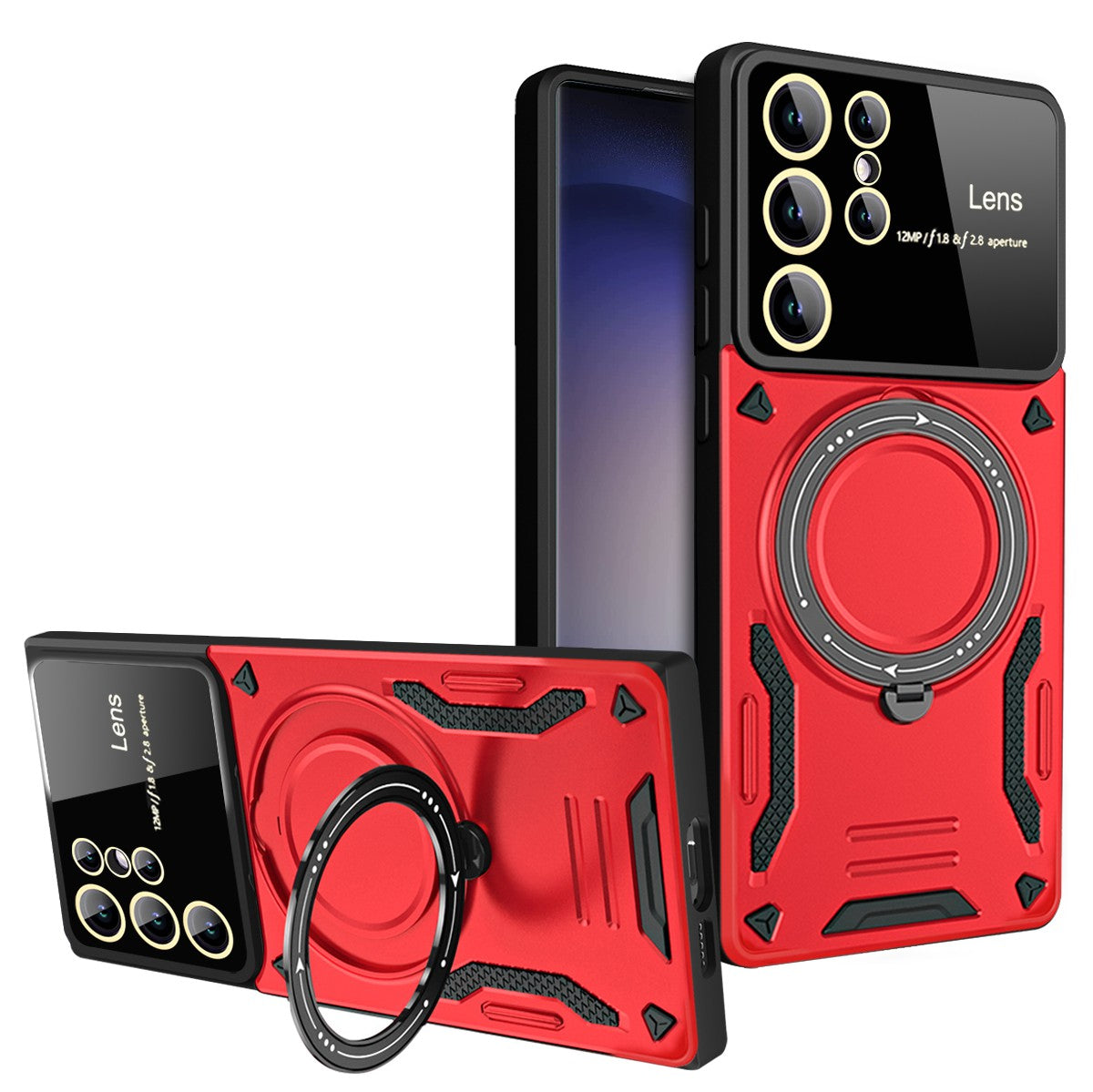 For Samsung Galaxy S23 Ultra PC TPU Back Case Compatible with MagSafe Ring Kickstand Phone Cover