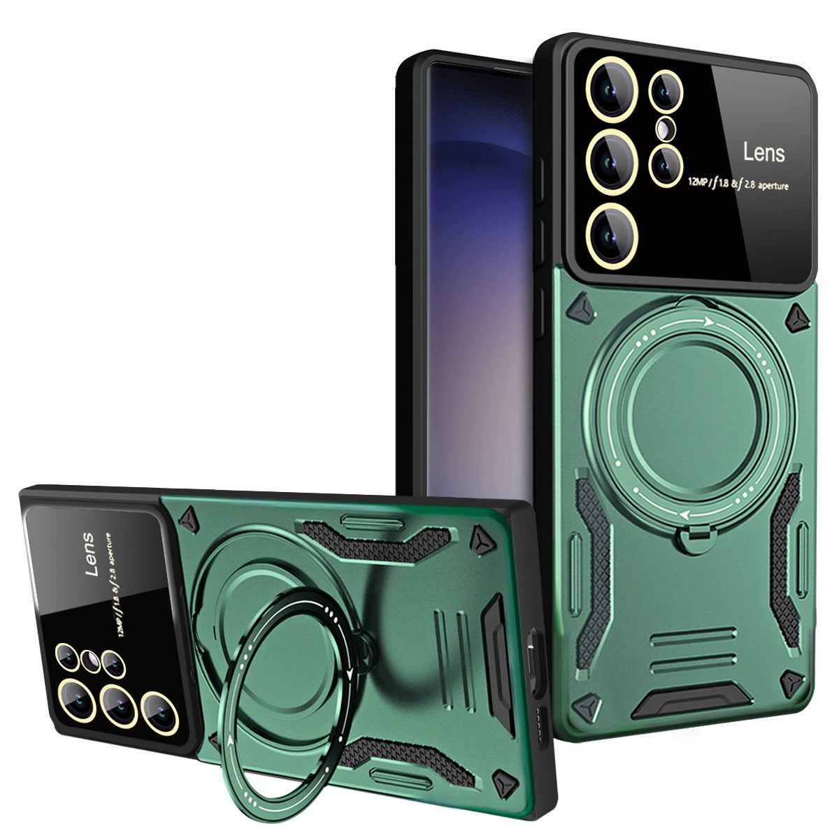 For Samsung Galaxy S23 Ultra PC TPU Back Case Compatible with MagSafe Ring Kickstand Phone Cover