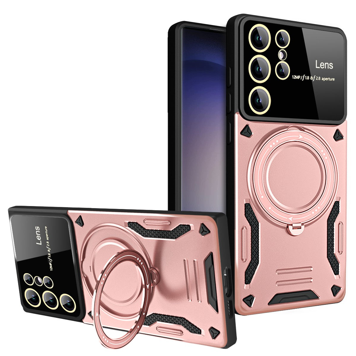 For Samsung Galaxy S23 Ultra PC TPU Back Case Compatible with MagSafe Ring Kickstand Phone Cover
