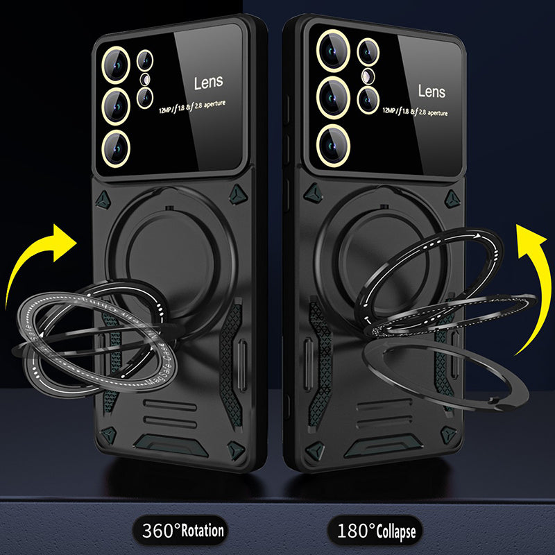 For Samsung Galaxy S23 Ultra PC TPU Back Case Compatible with MagSafe Ring Kickstand Phone Cover