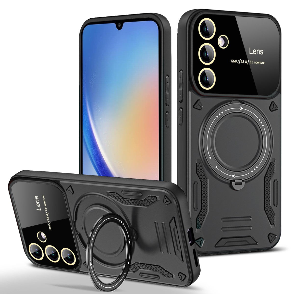 Kickstand Phone Case for Samsung Galaxy A34 5G PC TPU Protective Cover Compatible with MagSafe