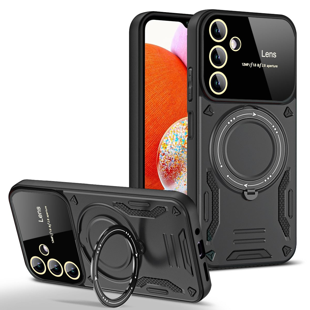 For Samsung Galaxy A14 4G Anti-drop Phone Case PC TPU Ring Kickstand Cover Compatible with MagSafe